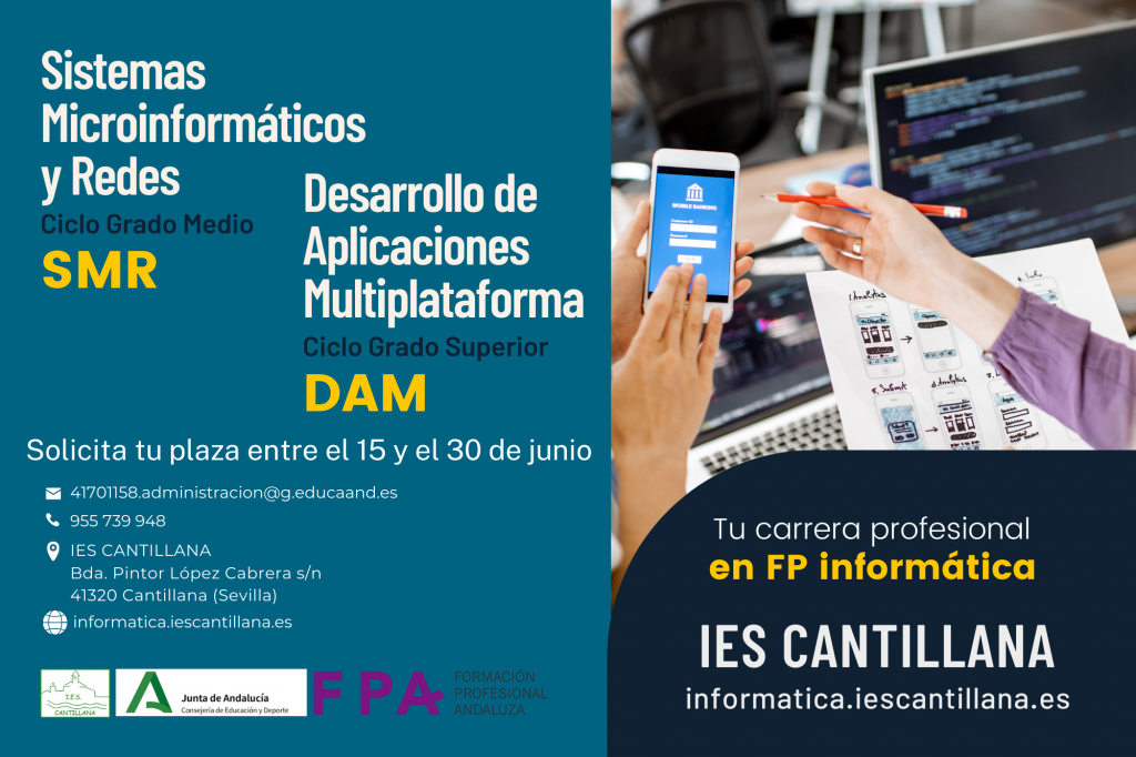 joyería físicamente Piscina Tu carrera profesional en FP Informática. Reserva plaza del 15 al 30 de  junio. – IES Cantillana